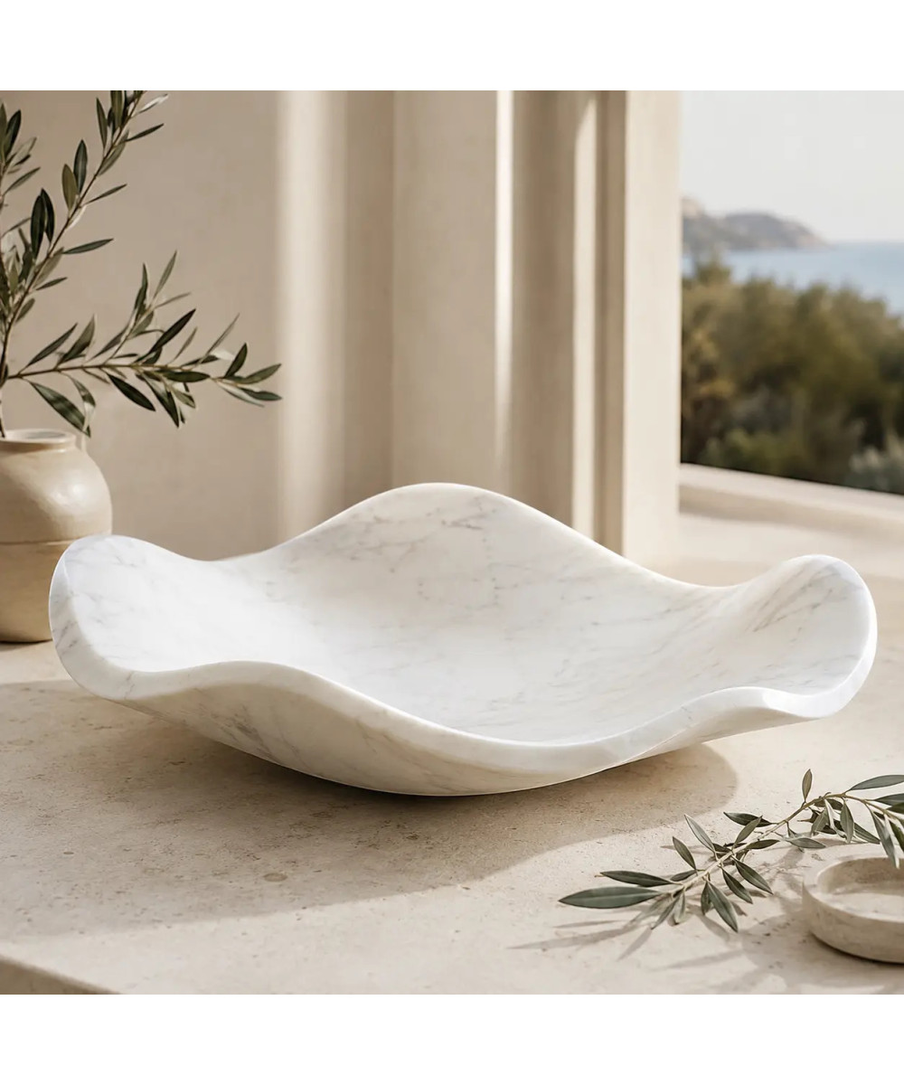 Centro de Mesa de Mármol Blanco Macael | Modelo Onda